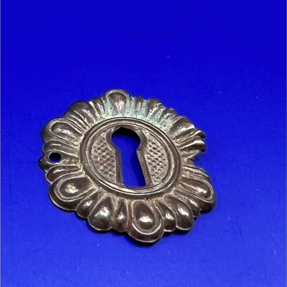 Vintage Brass Keyhole Cover Escutcheon French Countryside